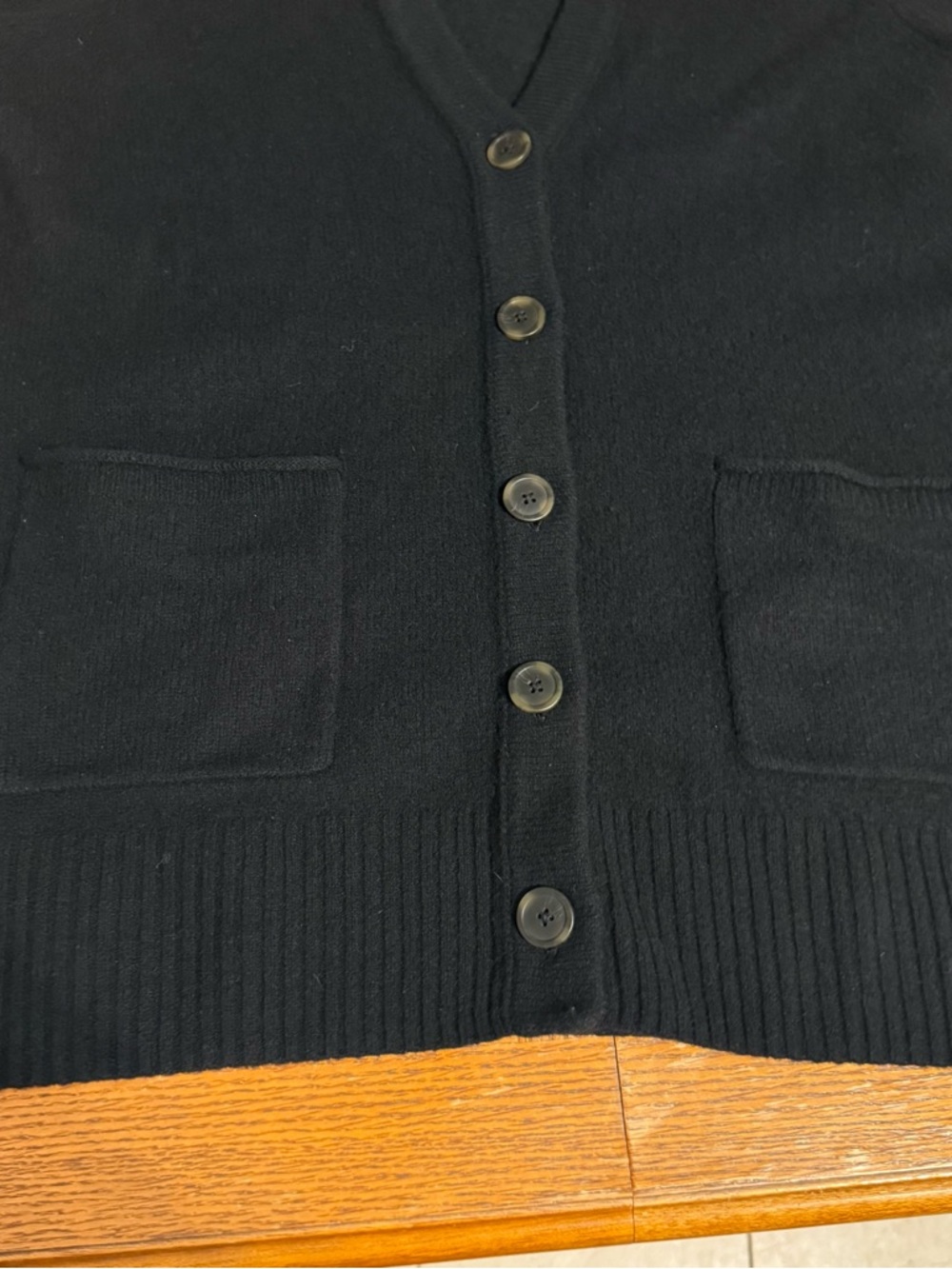 Madewell Maysfield Merino Wool Cardigan in Black Sz M Relaxed Fit Minimalist - Picture 7 of 14